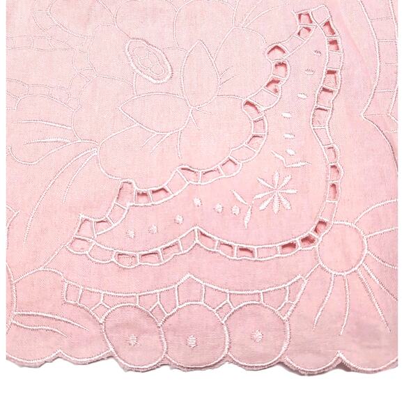 Susan Graver Shirt Blouse Womens Plus Size 2X Pink Linen Blend Scallop NEW NWT - Picture 7 of 16